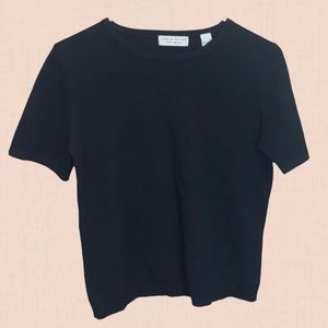 Lord & Taylor 100% Cashmere Black Short Sleeve